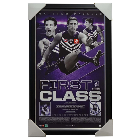 Matthew Pavlich Signed Fremantle Dockers First Class Signed Vertiramic Print Framed Aflpa - 2922