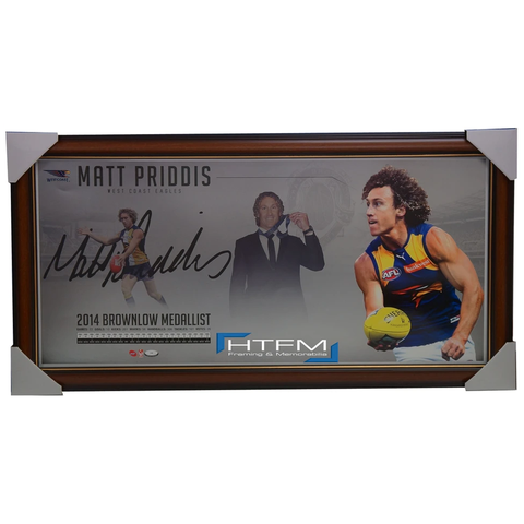 Matthew Priddis 2014 Brownlow Medallist L/e Facsimile Signed Print Framed - 1958