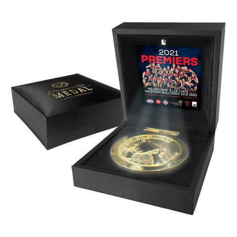 Melbourne Demons 2021 AFL Premiers Official Medallion in LED Box - 4882