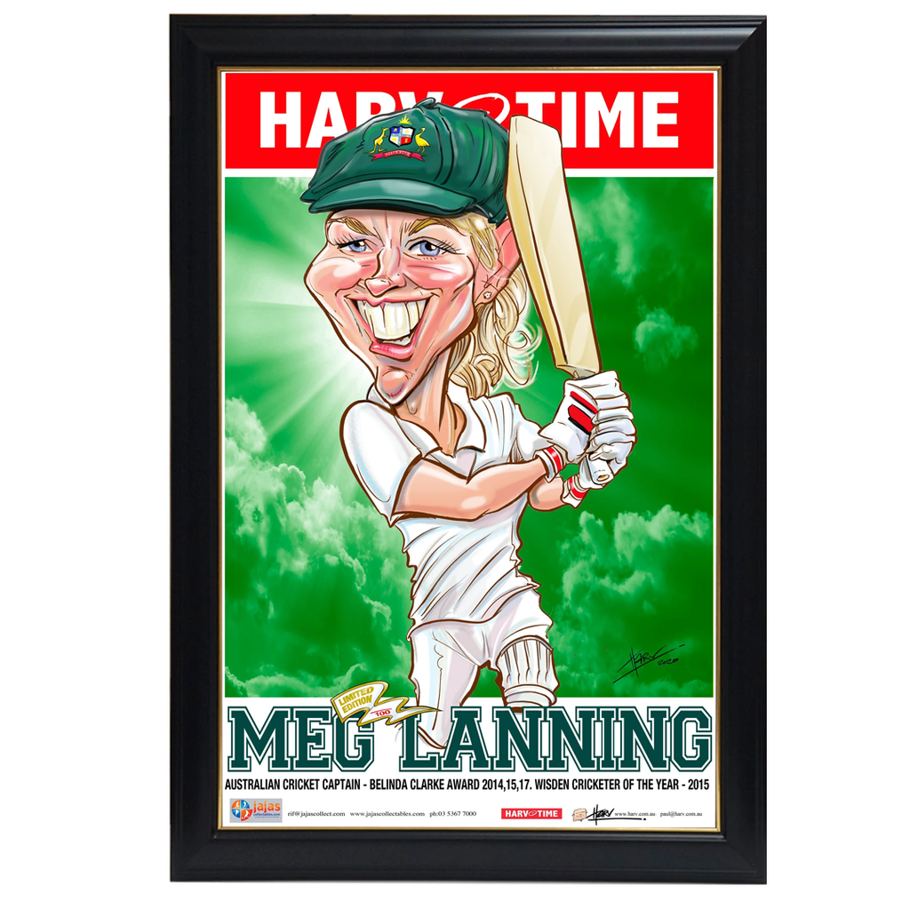 Meg Lanning, Womens Cricket Harv Time Print Framed - 4054