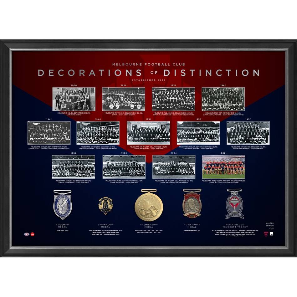 Melbourne Decorations of Distinction With Medallions Official Print Framed 2021 AFL Premiers - 4904