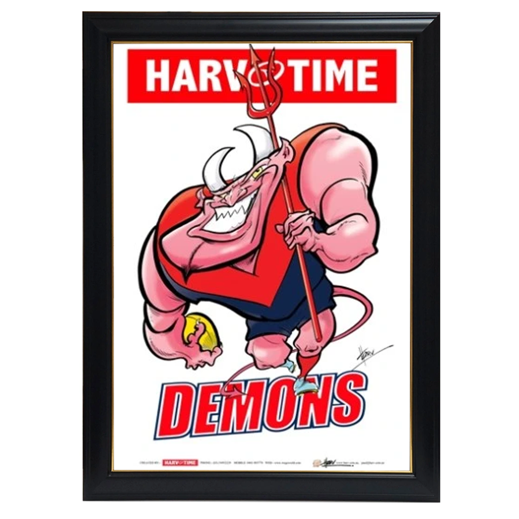 Melbourne Demons, Mascot Print Harv Time Print Framed - 4170