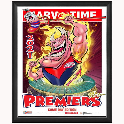 2021 Premiers Melbourne Demons Harv Time Game Day Limited Edition Print Framed - 4884