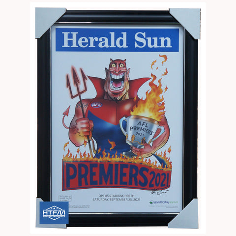 2021 AFL Premiers Melbourne Demons Mark Knight Herald Sun Print Framed - 4885
