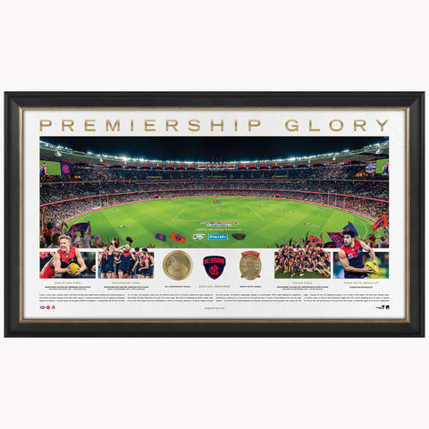 Melbourne Demons 2021 AFL Premiers Official Panoramic Perth Stadium Print Framed - 4891