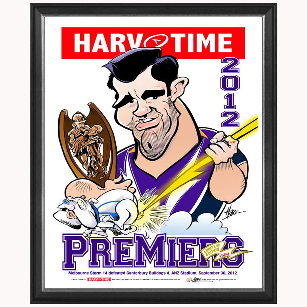 Melbourne Storm 2012 Nrl Premiers Harv Time Limited Edition Print Framed - 4081