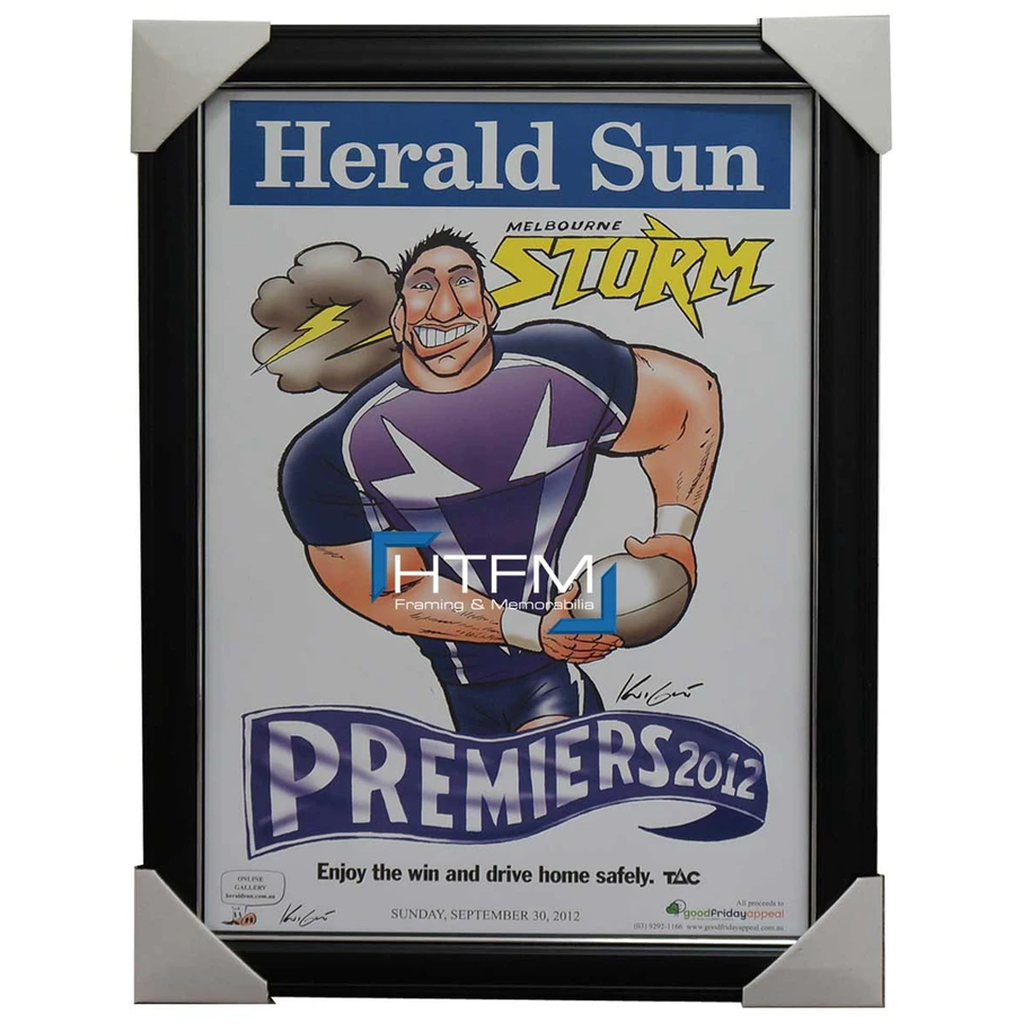 Melbourne Storm 2012 Nrl Premiers Herald Sun Print Framed Billy Slater Smith - 2524