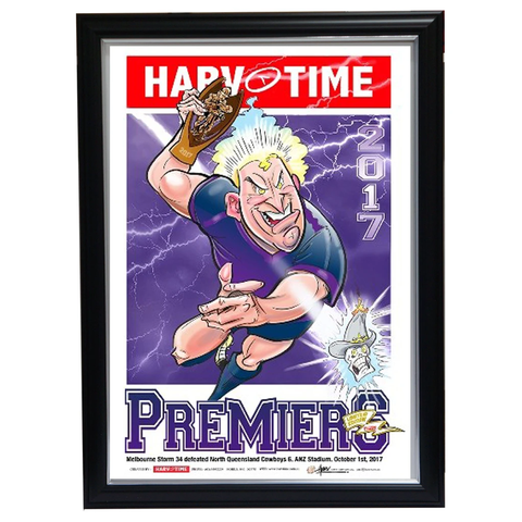 Melbourne Storm 2017 Premiers Limited Edition Harv Time Print Framed Slater - 3208