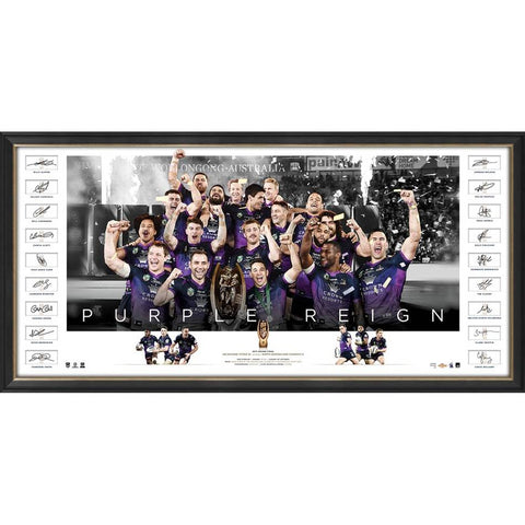 Melbourne Storm Signed 2017 Nrl Premiers Official Team Lithograph Framed - 4436