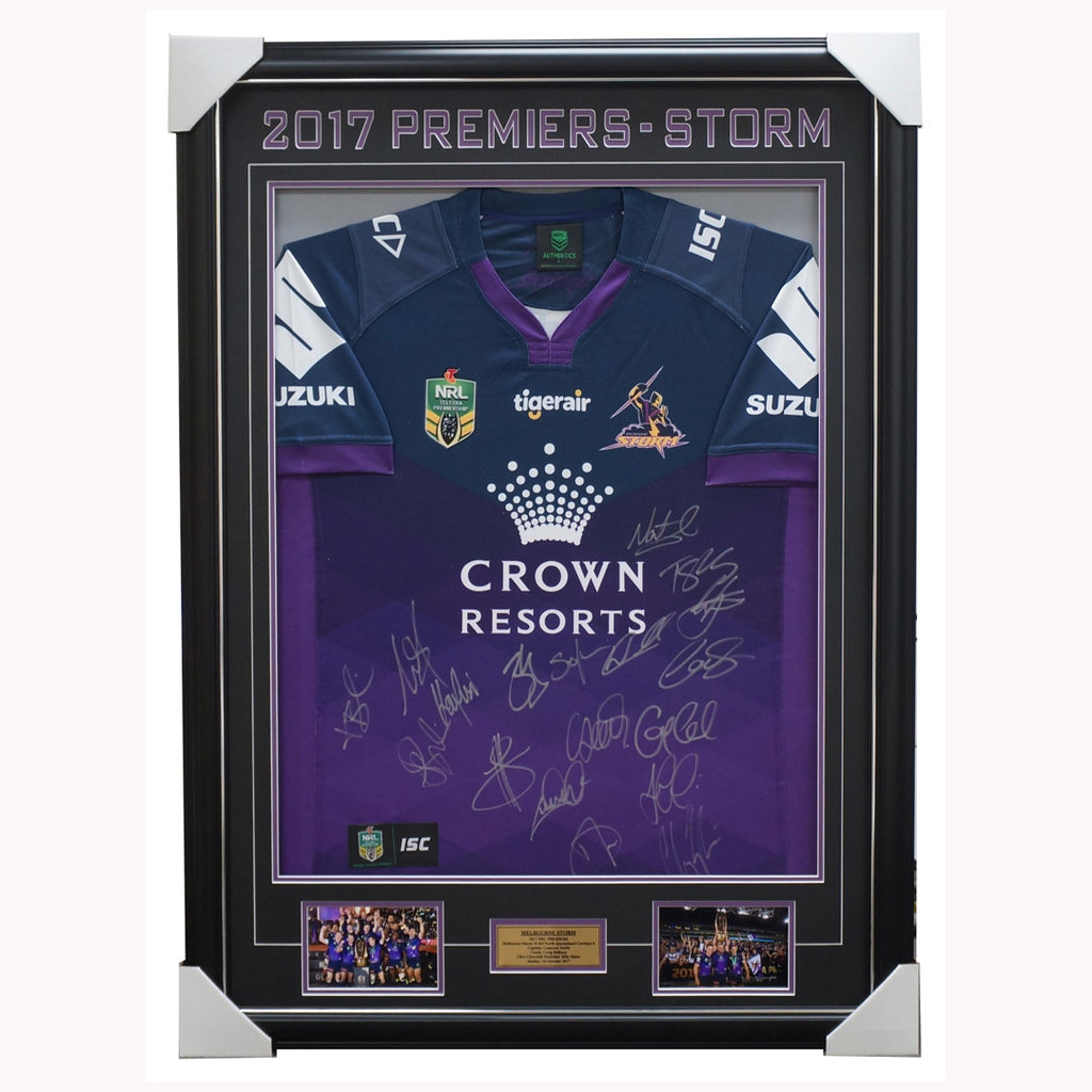 Melbourne Storm 2017 Signed Premiers Team Jersey Framed Smith Cronk Slater - 5230