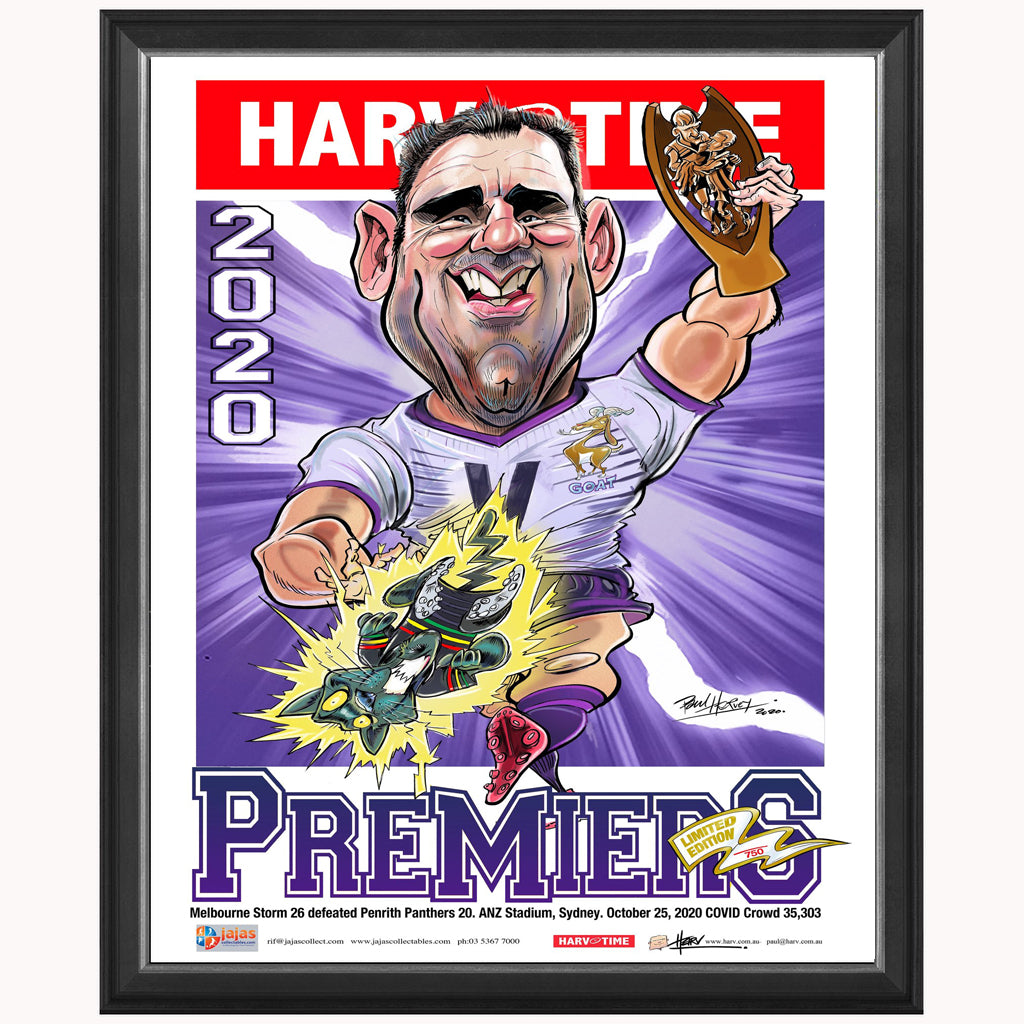 Melbourne Storm 2020 Premiers Limited Edition Harv Time Print Framed Cameron Smith - 4690