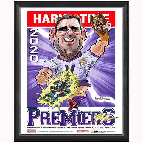 Melbourne Storm 2020 Premiers Limited Edition Harv Time Print Framed Cameron Smith - 4690