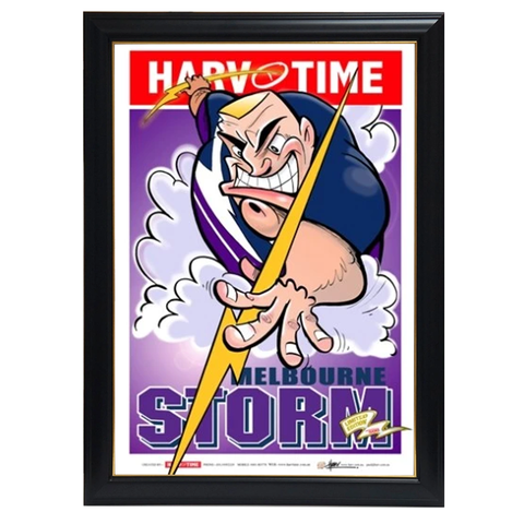 Melbourne Storm, Nrl Mascot Harv Time Print Framed - 4199