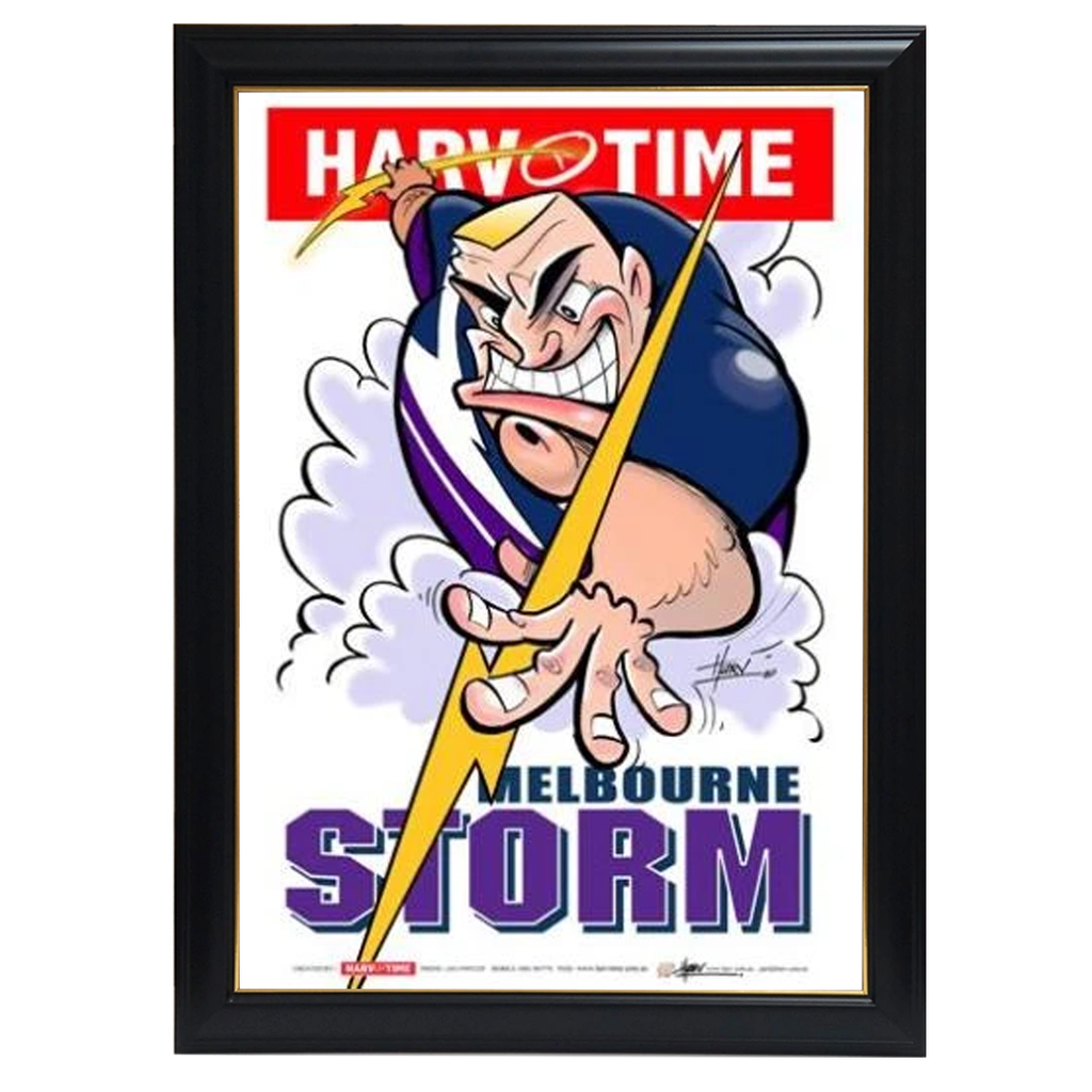 Melbourne Storm, Nrl Mascot Print Harv Time Print Framed - 4156