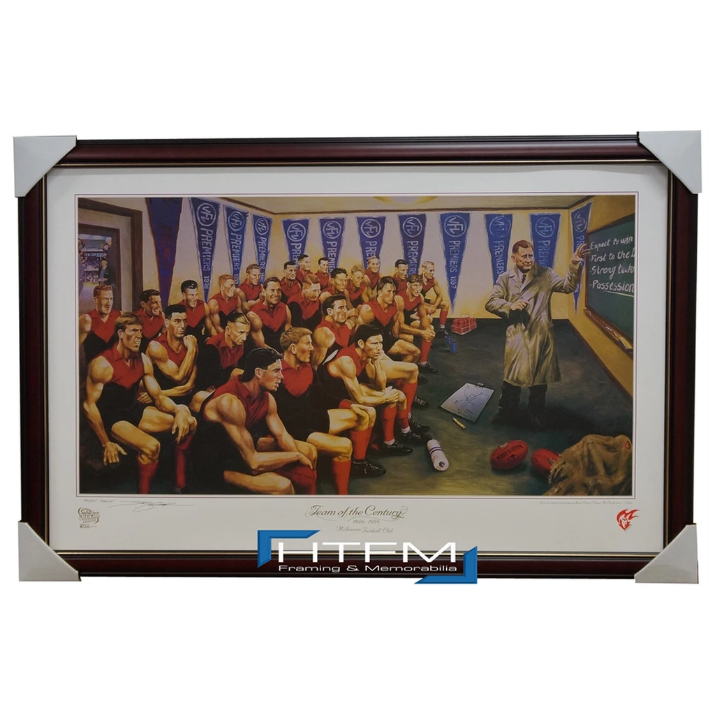 Melbourne Team of the Century L/e Print Framed Jamie Cooper Signed by Ron Barassi - 1605
