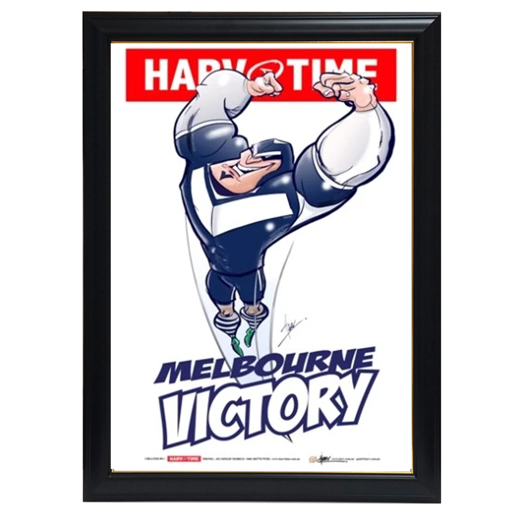 Melbourne Victory, a-league Mascot Harv Time Print Framed - 4186