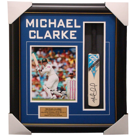Michael Clarke Australia Spartan Signed Mini Bat Framed - 1345