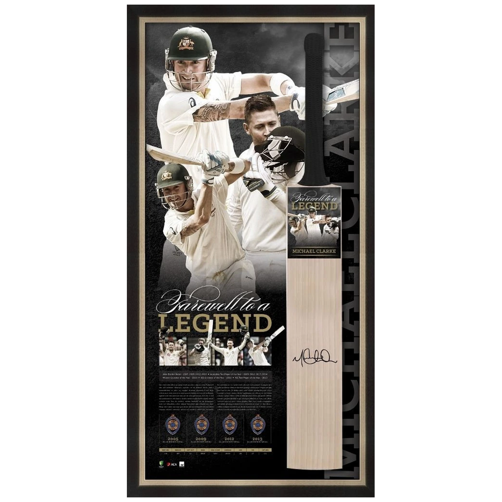 Michael Clarke Signed Retirement Official Acb Bat Framed Farewell to a Legend - 2525