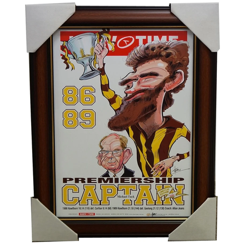 Michael Tuck Hawthorn Premiership Captain Harv Time Limited Edition Print Framed - 1871