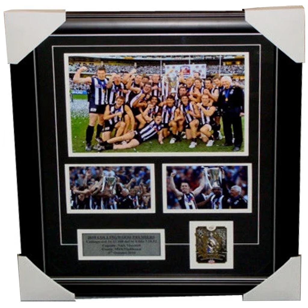 Mick Malthouse & Nick Maxwell Signed 2010 Premiers Card Collage Framed - 3552