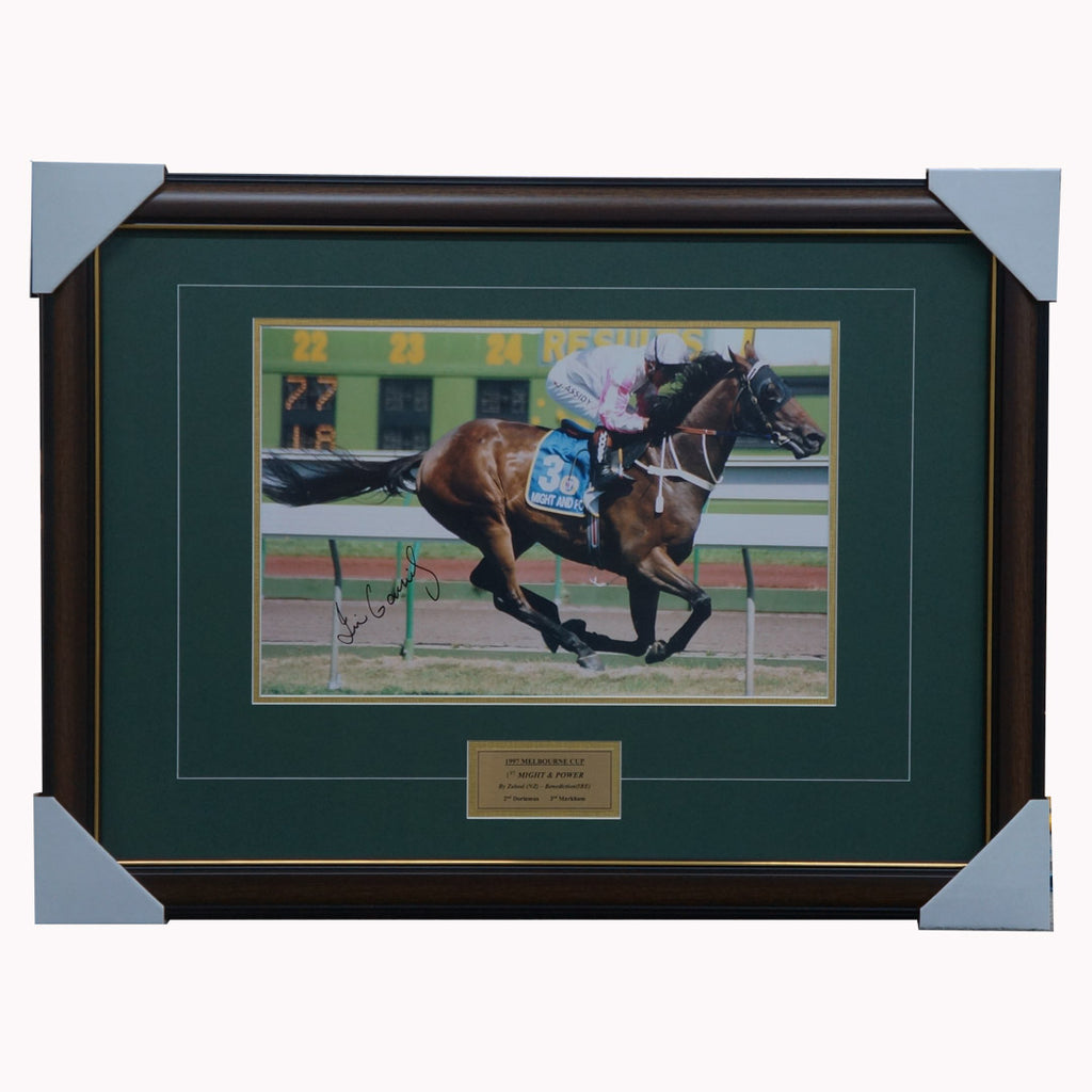 1997 Melbourne Cup Might & Power Signed Jim Cassidy Photo Framed