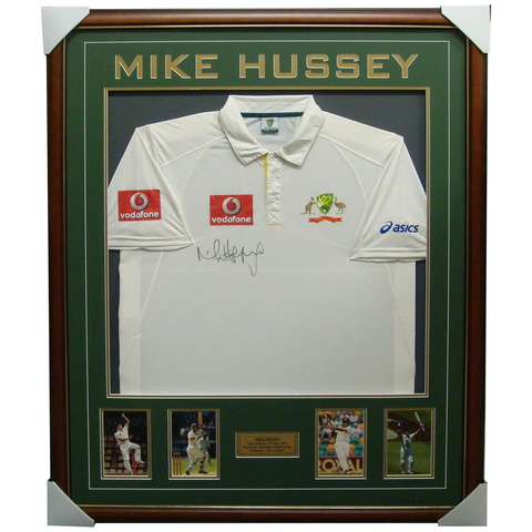 Mike Hussey Test Signed Jersey with Photos Framed - 1366