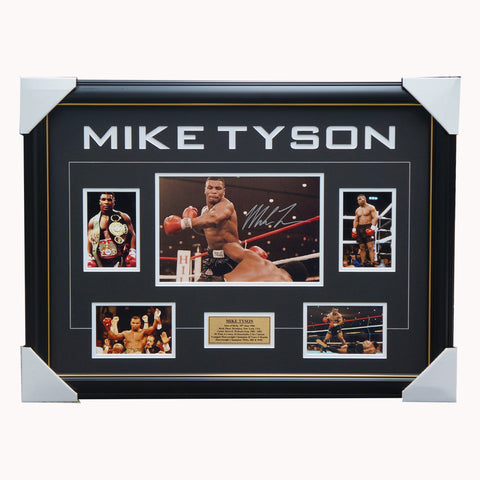 Mike Tyson Signed Boxing World Champion Photo Collage Framed - 4387