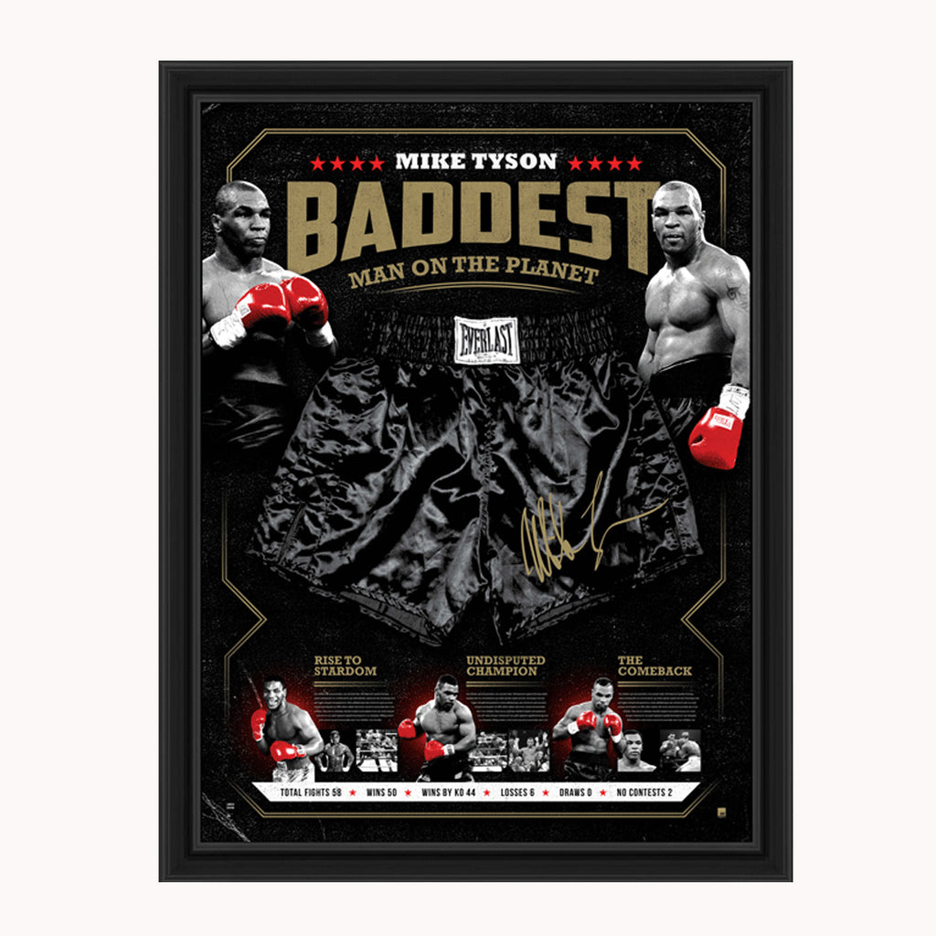Mike Tyson Signed Official Boxing Trunks Framed "Baddest" - 3961