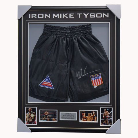 Mike Tyson Signed Trunks Collage Framed Official Private Signing - 1145