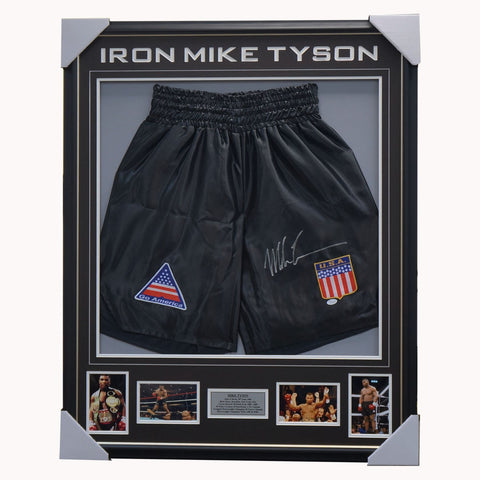 Mike Tyson Signed Trunks Collage Framed Official Private Signing - 1145