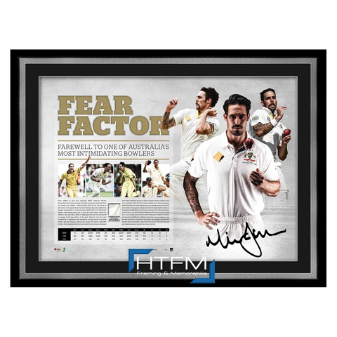 Mitchell Johnson Signed Fear Factor Retirement Acb Official Print Framed + Coa - 2599