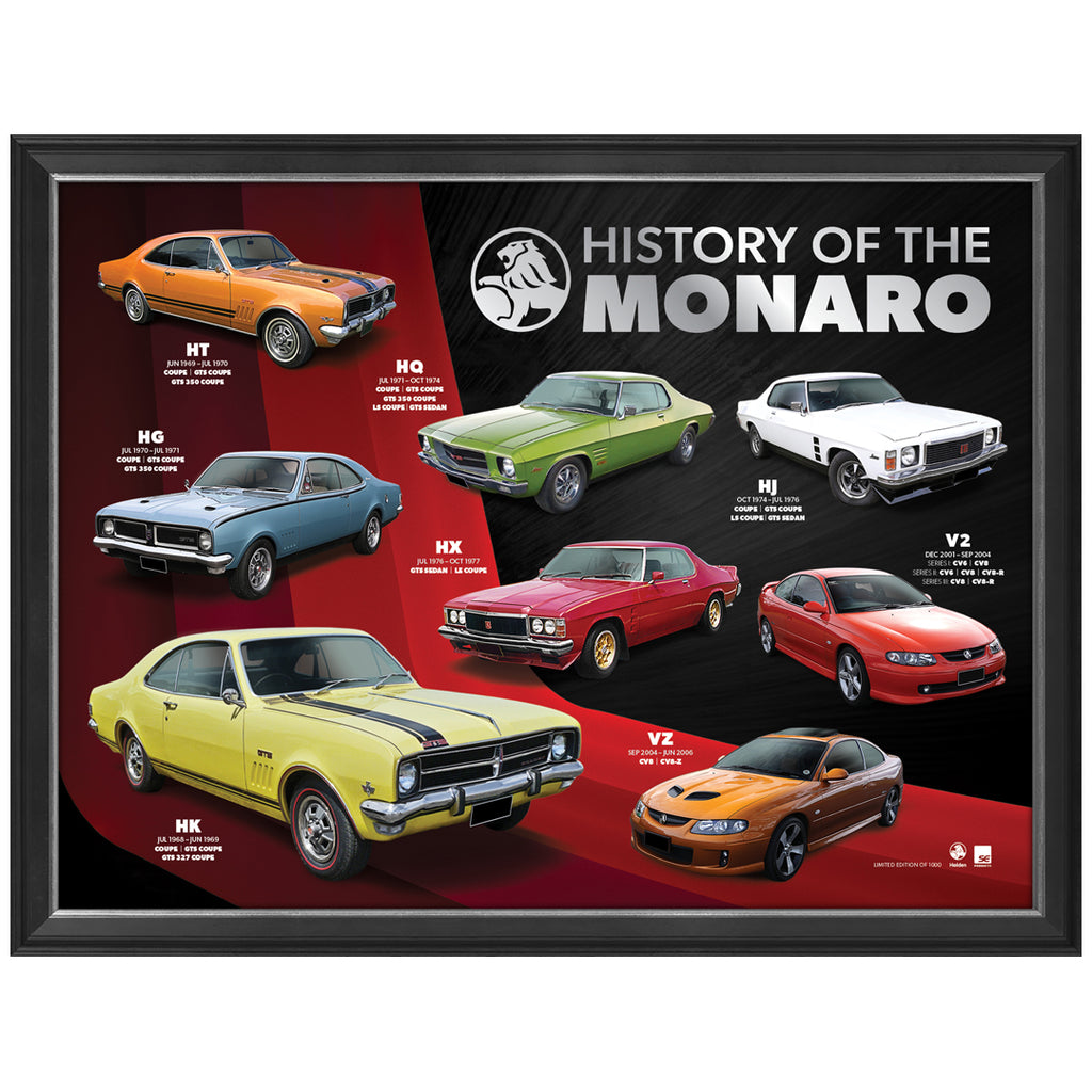 Holden "History of the Monaro" Limited Edition Official Print Framed - 4778