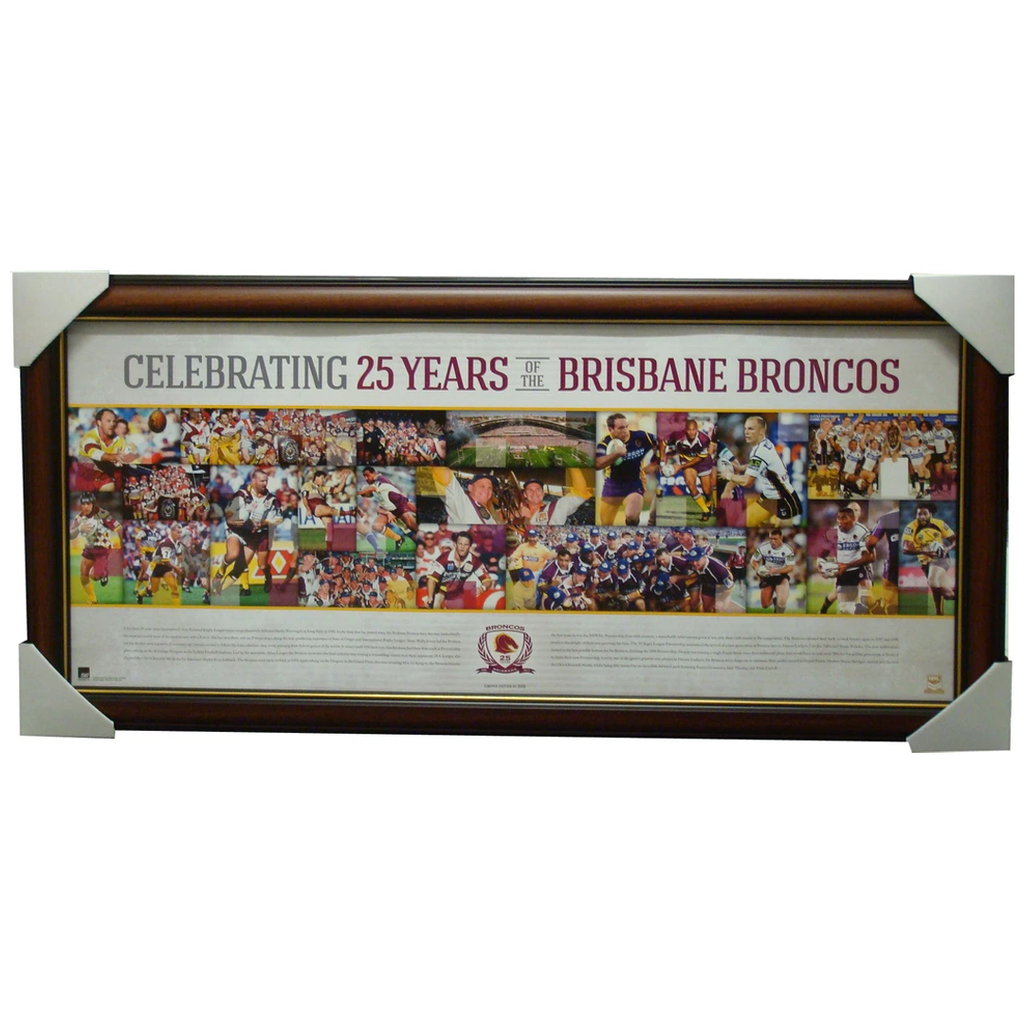 Nrl Brisbane Broncos Celebrating 25 Years Sportsprint Framed Licensed Lockyer - 1235