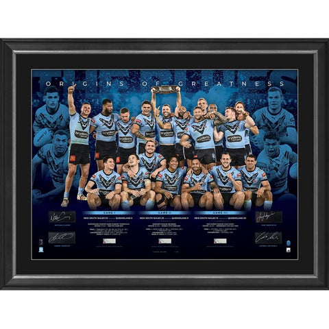 NSW Blues 2021 State of Origin Official Multi-Signed Champions Lithograph Framed - 4802
