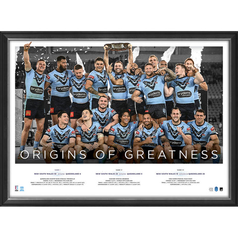 New South Wales Blues 2021 State of Origin Official Champions Sportsprint Framed - 4803