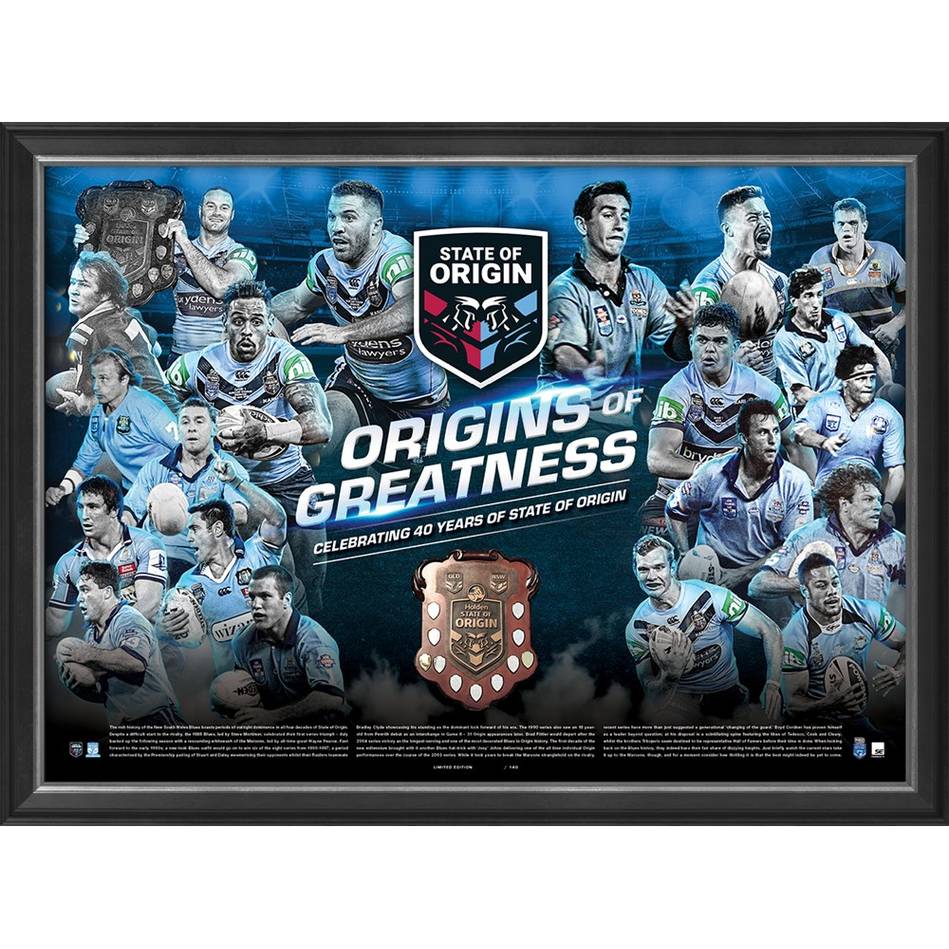New South Wales Blues Origins of Greatness Official Nrl Print Framed - 4457