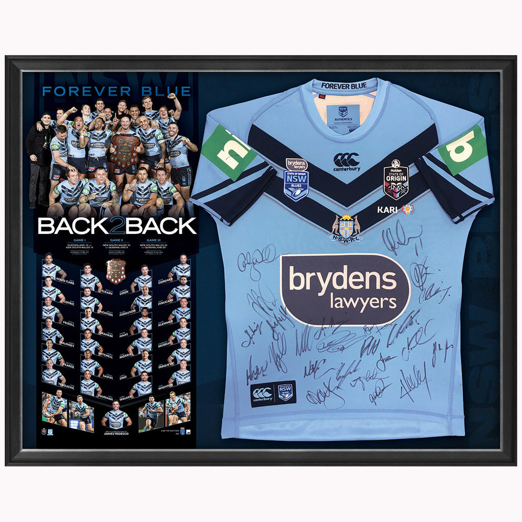New South Wales Signed 2019 Back to Back Official State of Origin Jersey Framed - 3966