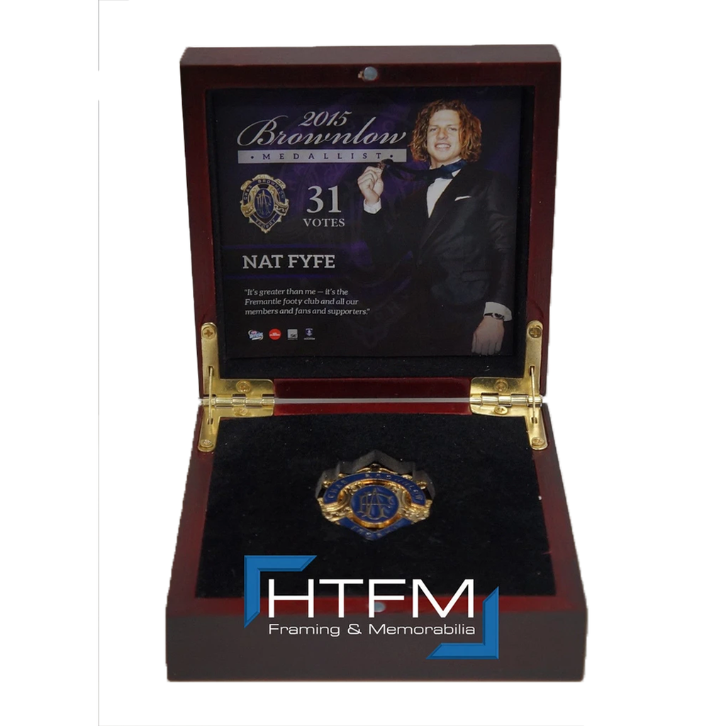 Nat Fyfe 2015 Brownlow Official Afl Replica Medal in Wooden Box Limited Edition -2681
