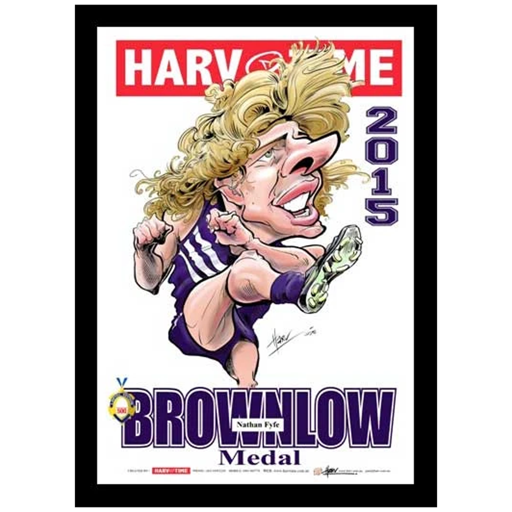 Nat Fyfe 2015 Fremantle Brownlow Medal Harv Time Limited Edition Print Framed - 2563