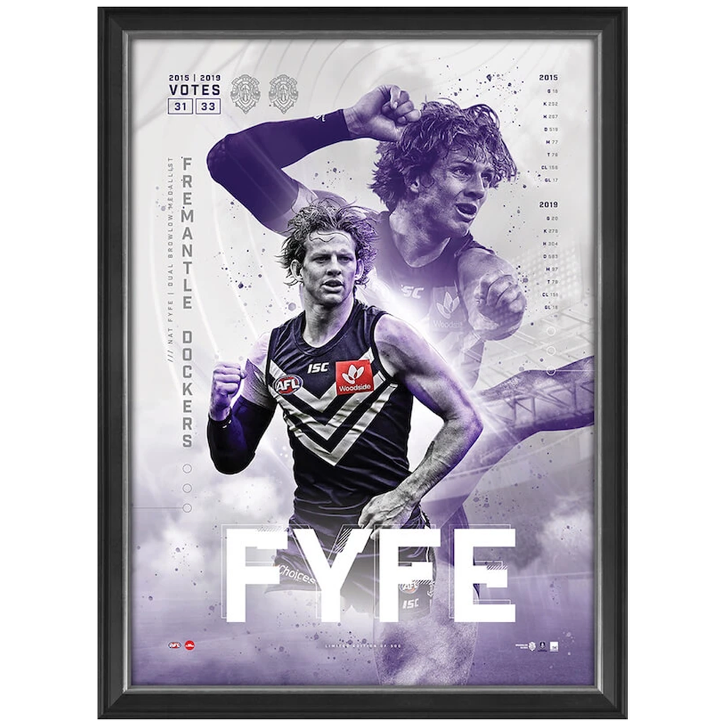 Nat Fyfe 2019 Official Afl Fremantle Dockers Brownlow Medal Sportsprint Framed - 3783