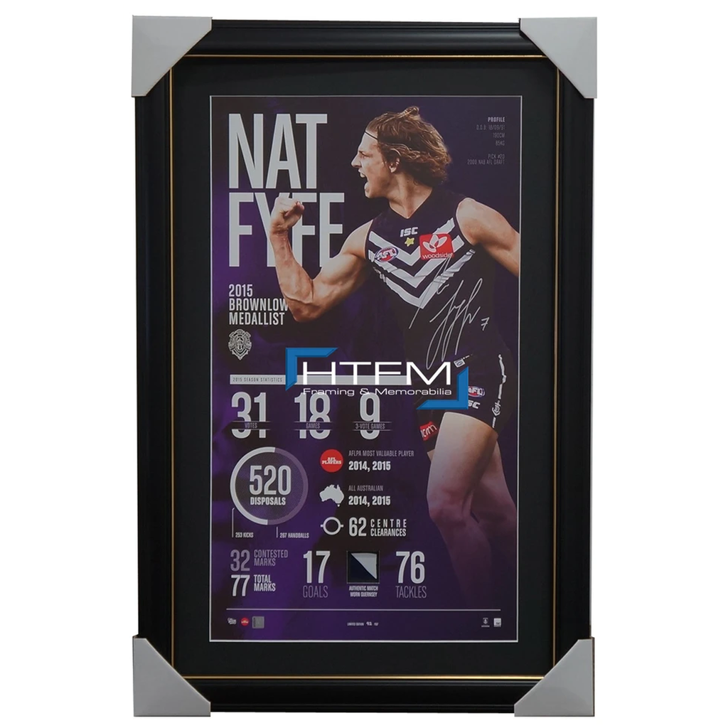 Nat Fyfe Signed Fremantle 2015 Brownlow Medal Champion Signed Infographic Print Framed - 2564