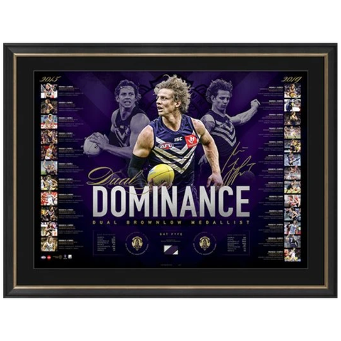 Nat Fyfe Signed Fremantle Dockers 2019 Official Afl Brownlow Medal Lithograph Framed  - 3782