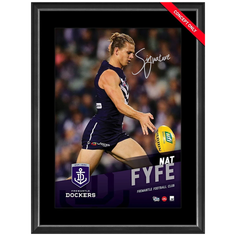 Nat Fyfe Signed Fremantle Dockers Official Afl Vertiramic Print Framed Aflpa - 3130