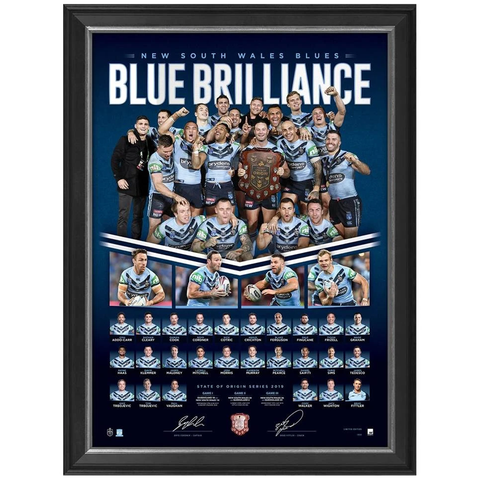 New South Wales 2019 State of Origin Champions Signed Print Framed Cordner & Fitler - 3762