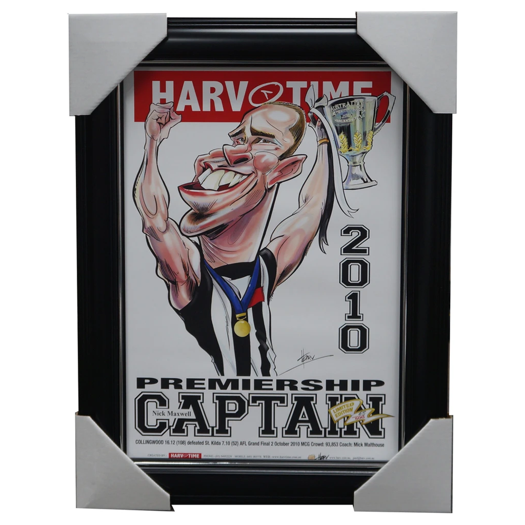 Nick Maxwell Collingwood 2010 Afl Premiership Captain Harv Time L/e Print Framed - 3159