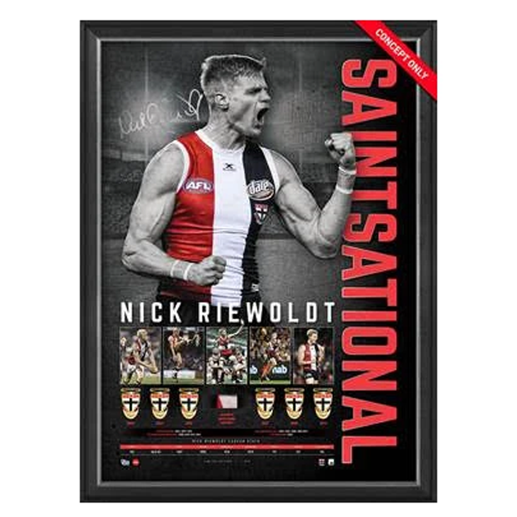 Nick Riewoldt Signed St Kilda Saintsational Retirement Afl Official Print Framed - 3146