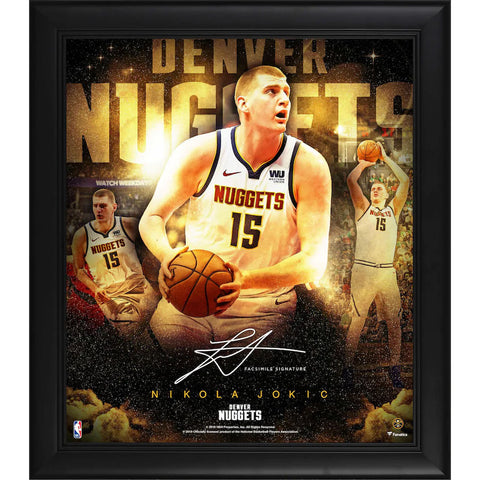 Nikola Jokic Denver Nuggets Framed 15" x 17" Stars of the Game Collage - Facsimile Signature Official Fanatics - 4614