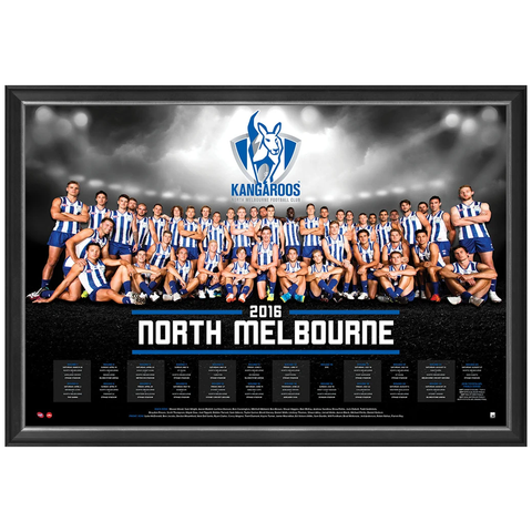 North Melbourne Kangaroos 2016 Official Afl Team Print Framed Andrew Swallow Brent Harvey - 2729