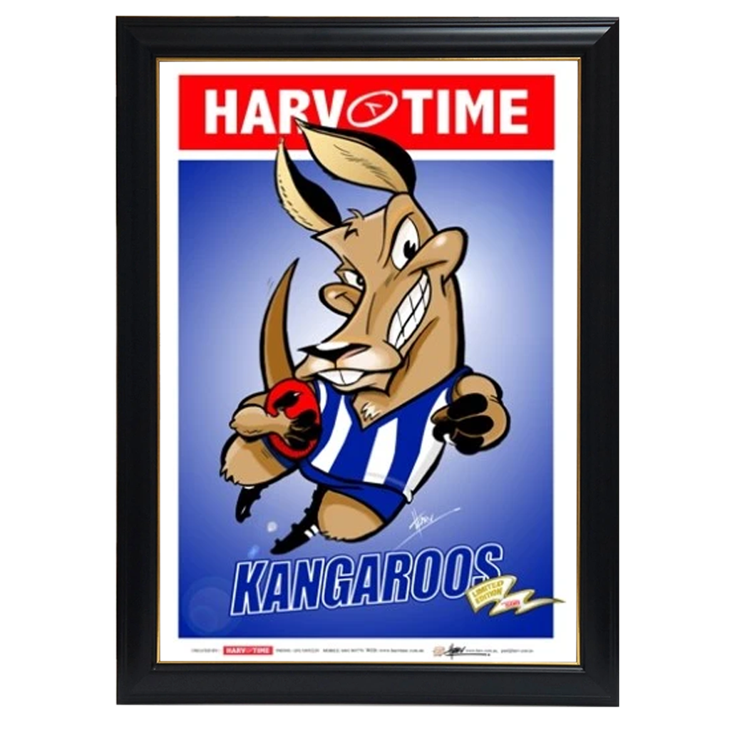 North Melbourne Kangaroos, Mascot Harv Time Print Framed - 4223