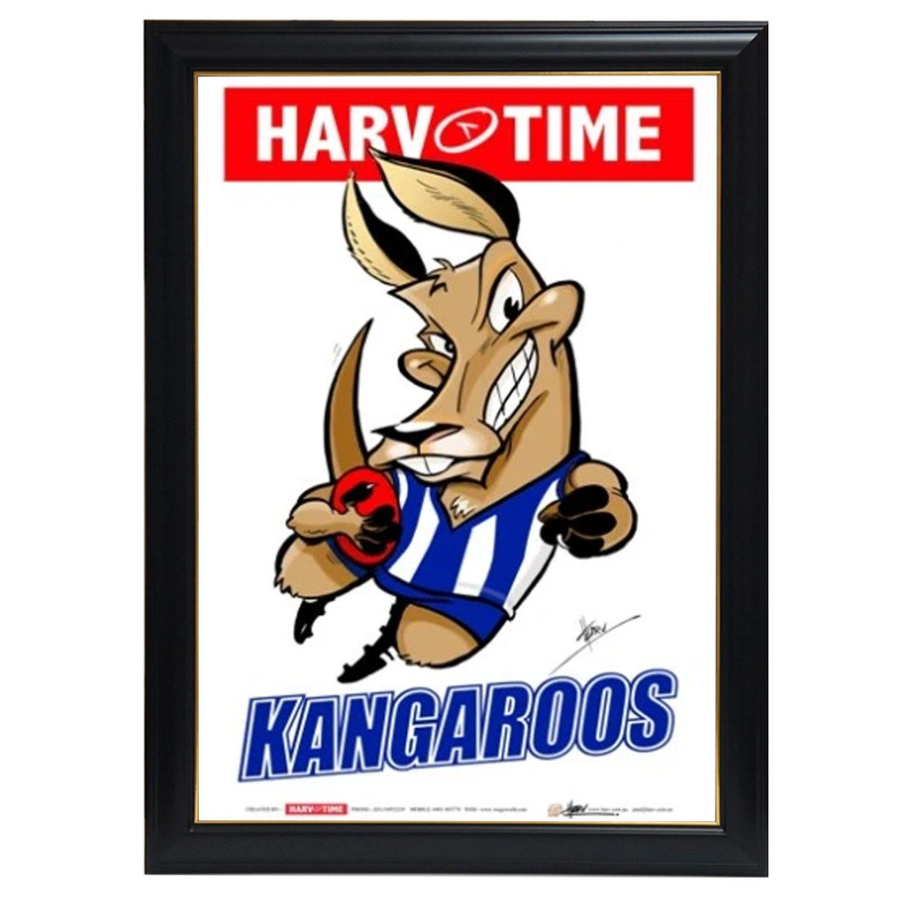 North Melbourne Kangaroos, Mascot Print Harv Time Print Framed - 4169